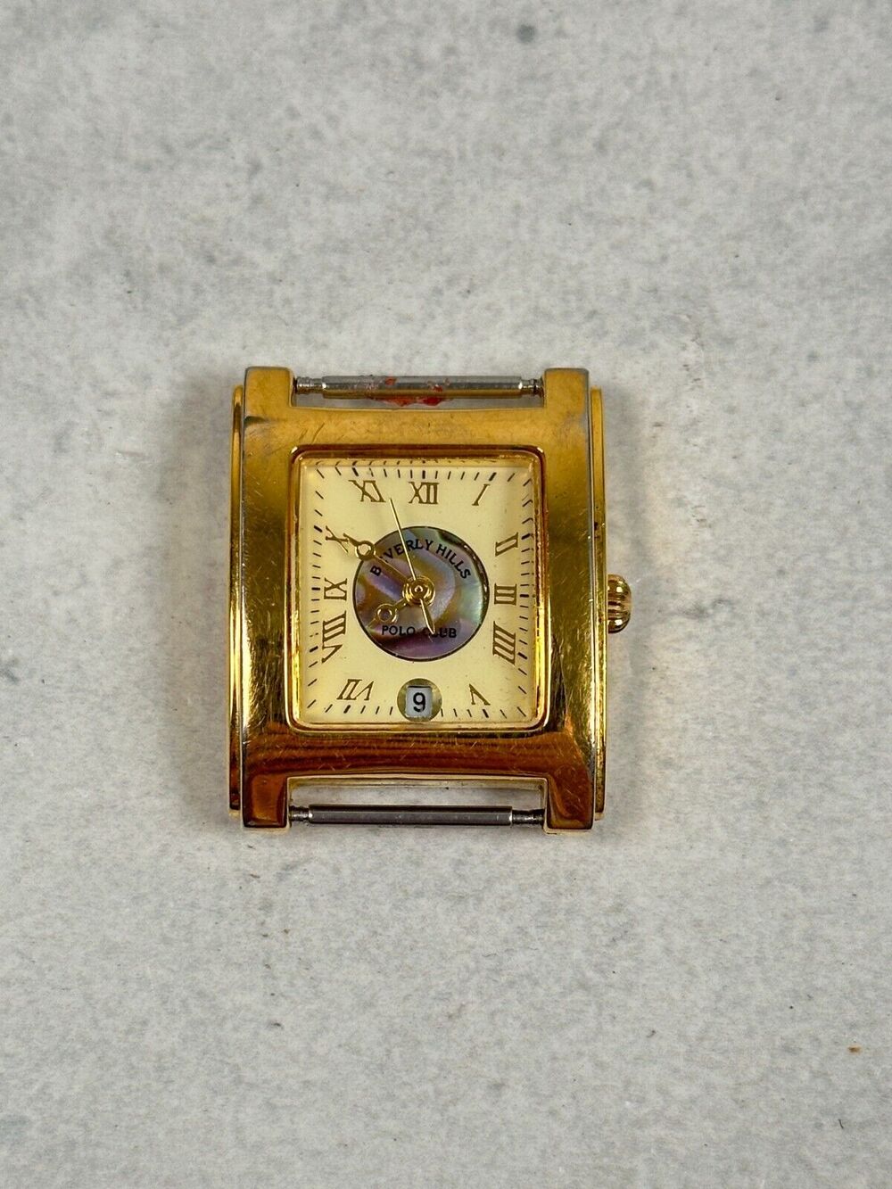 VTG Beverly Hills Polo Club Watch 24mm Square Date MOP Dial New Battery
